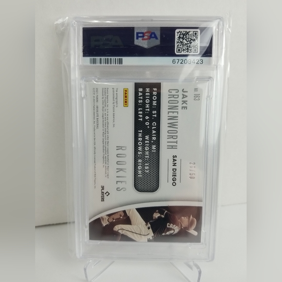 2021 Jake Cronenworth RC RPA Absolute Blue # 163 - PSA 9 MINT - Picture 3 of 4